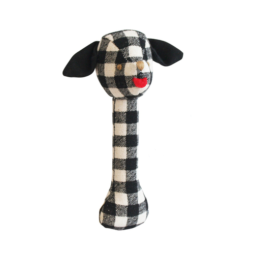ALIMROSE | Puppy Stick Rattle - Black Check Linen