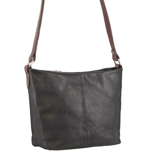 MILLENI | Ladies Leather Nappa Cross Body Bag - Black/Chestnut