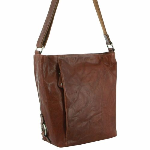 MILLENI | Ladies Nappa Leather Cross-Body Bag - Chestnut