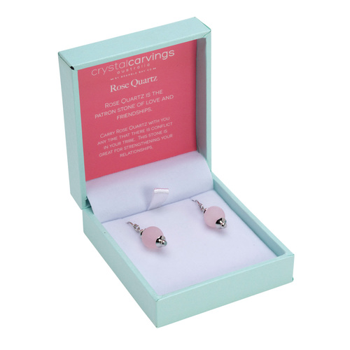 CRYSTAL CARVINGS | Natural Stone Rose Quartz Earrings