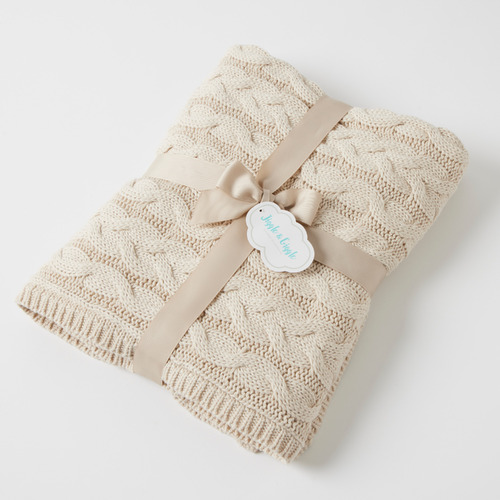 PILBEAM | Aurora Cable Knit Baby Blanket - Oatmeal