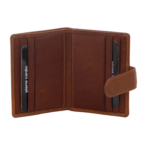 PIERRE CARDIN | Mens Leather Bi-Fold Card Holder/Wallet - Tan
