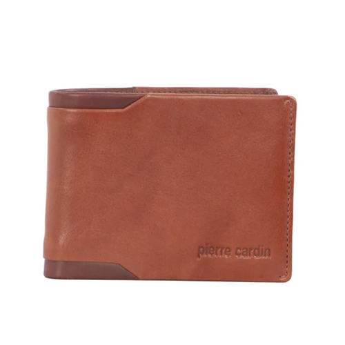 PIERRE CARDIN | Mens Leather Bi-Fold Wallet - Cognac