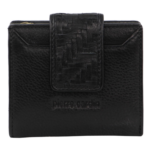 PIERRE CARDIN | Woven Embossed Leather Ladies Small Tab Wallet