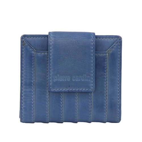 PIERRE CARDIN | Ladies Flip-Over Bi-Fold Wallet - Blue