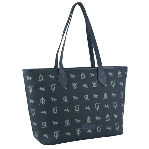 PIERRE CARDIN | Canvas Print/Leather Trim Tote Bag - Black