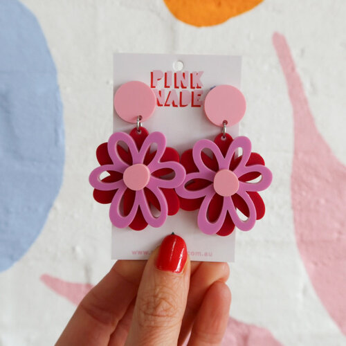 Dahlia Fuchia / Purple / Pink Dangle Earrings