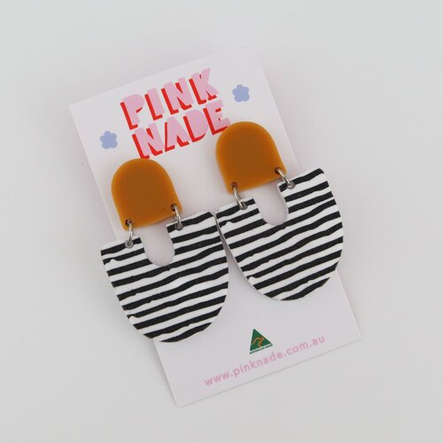  'Moops' Mustard / Stripe Dangle Earrings