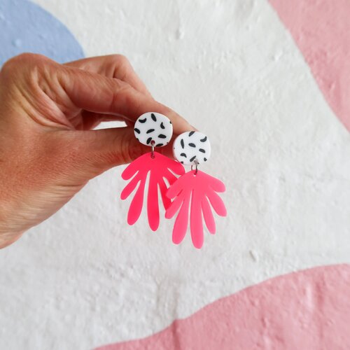 Pink Made I Deanne Hot Pink Dangle Earrings