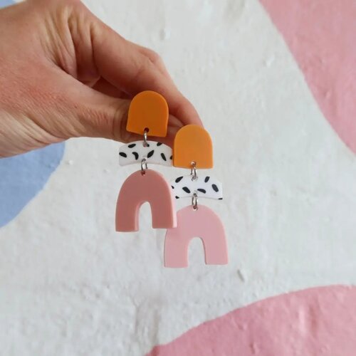 PINK NADE I Bec Golden Yellow / Pink Dangle Earrings