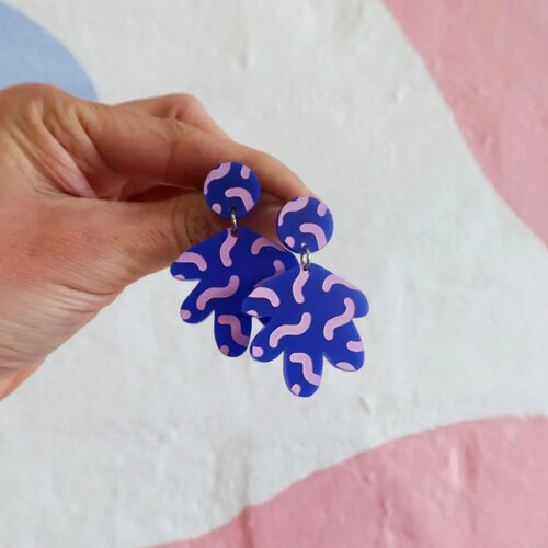 PINK NADE I The Grace Fandangle Navy / Pink Dangle Earrings