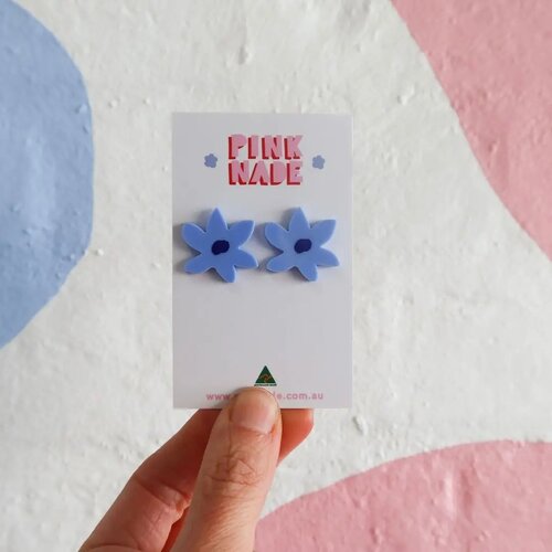 PINK NADE I Lucy Flower Blue Statement Stud