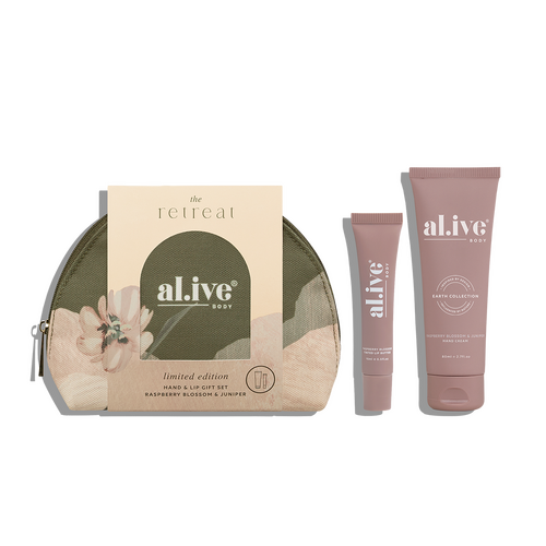 AL.IVE BODY | THE RETREAT Hand &amp; Lip Gift Set - Raspberry Blossom &amp; Juniper