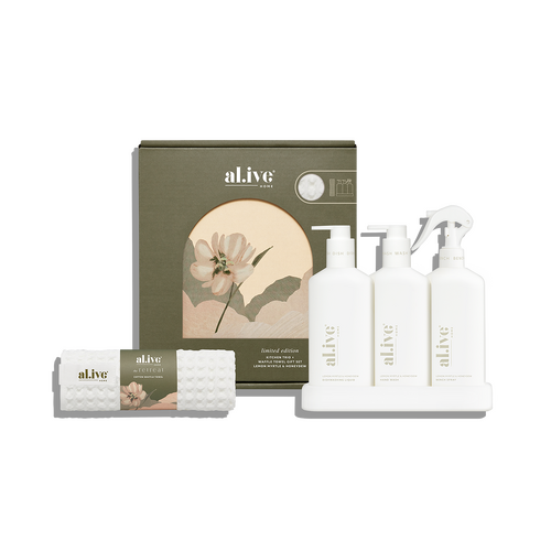 Al.IVE BODY | THE RETREAT Kitchen Trio &amp; Towel Gift Set - Lemon Myrtle &amp; Honeydew [ Limited Edition ]