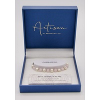 CRYSTAL CARVINGS | Bracelet - Rose Quartz &amp; Pearl Adjustable 
