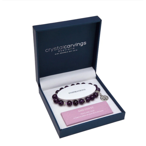 CRYSTAL CARVINGS | Amethyst Tree of Life Charm Bracelet