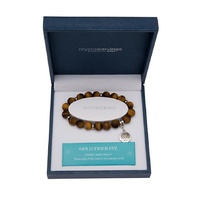 CRYSTAL CARVINGS | Tree Of Life Charm Bracelet - Gold Tiger Eye