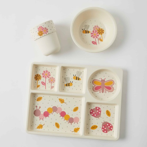 PILBEAM | Little Critters Pink Bamboo 3pc Divider Dining Set
