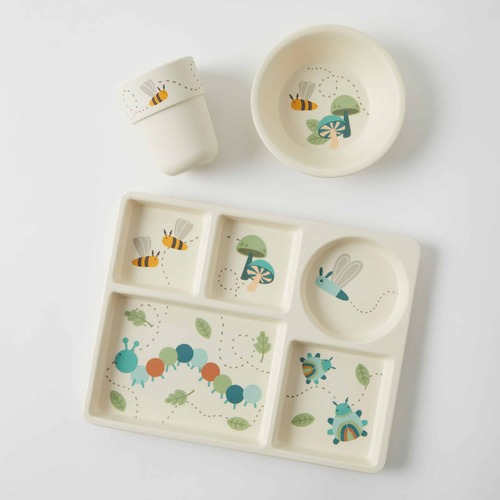 PILBEAM | Little Critters Blue Bamboo 3pc Divider Dining Set