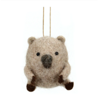 Wool Hanging Wombat - Brown