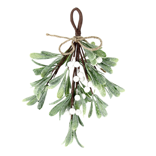 Hanging Mistletoe Bunch Glitter - Sage Green
