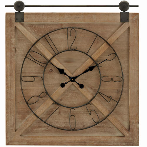 Barn Door Wood Clock - Natural