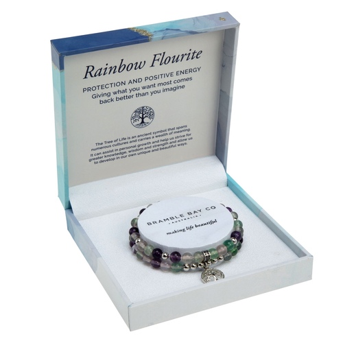 BRAMBLE BAY | Duo Bracelet Set – Rainbow Flourite Rhodium