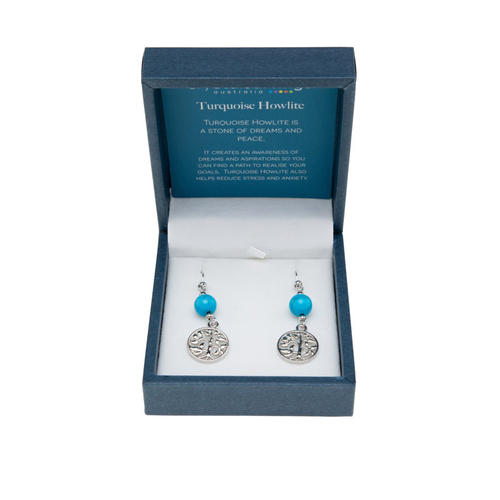 CRYSTAL CARVINGS | Earrings - Turquoise Howlite Tree of Life