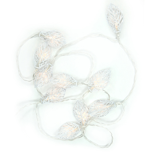 String Light Metal Leaves - White