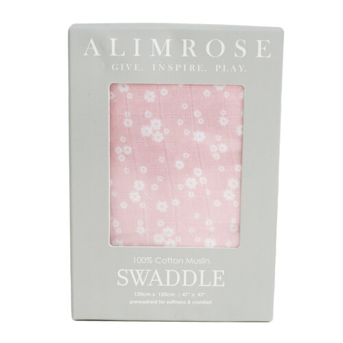 ALIMROSE | Muslin Swaddle - Daisy Print Pink