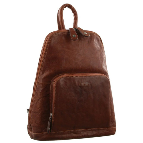 MILLENI | Ladies Leather Twin Zip Backpack - Chestnut