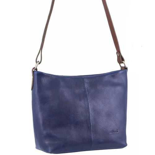 MILLENI | Ladies Nappa Leather Cross-Body Bag in Indigo-Chestnut