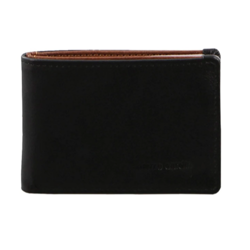 PIERRE CARDIN | Mens Leather Two-Tone Wallet - Black/Cognac