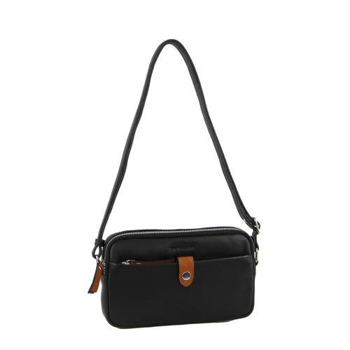 PIERRE CARDIN | Ladies Leather Crossbody Camera Bag - Black