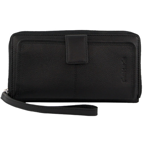 PIERRE CARDIN | Ladies Leather Zip Around Wallet With Wristlet - Black