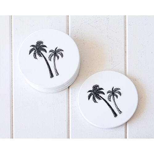 RAYELL | Coco Palm Duo Black - Ceramic Coaster 4 Set