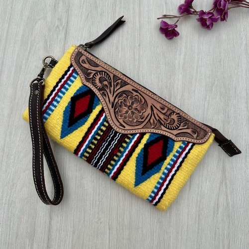 THE DESIGN EDGE | Saddle Blanket Clutch with Tooled Leather